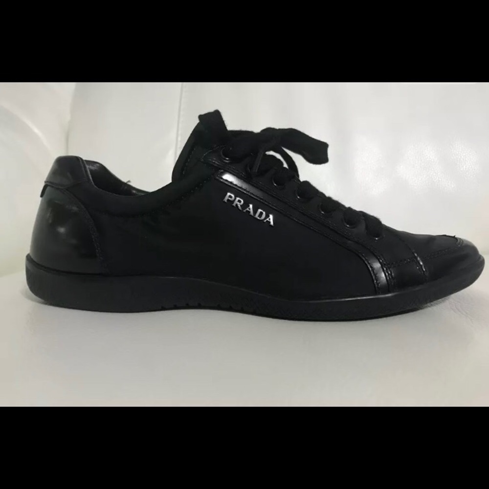 Prada nylon and leather ballerina sneakers size 37 - Picture 1 of 10